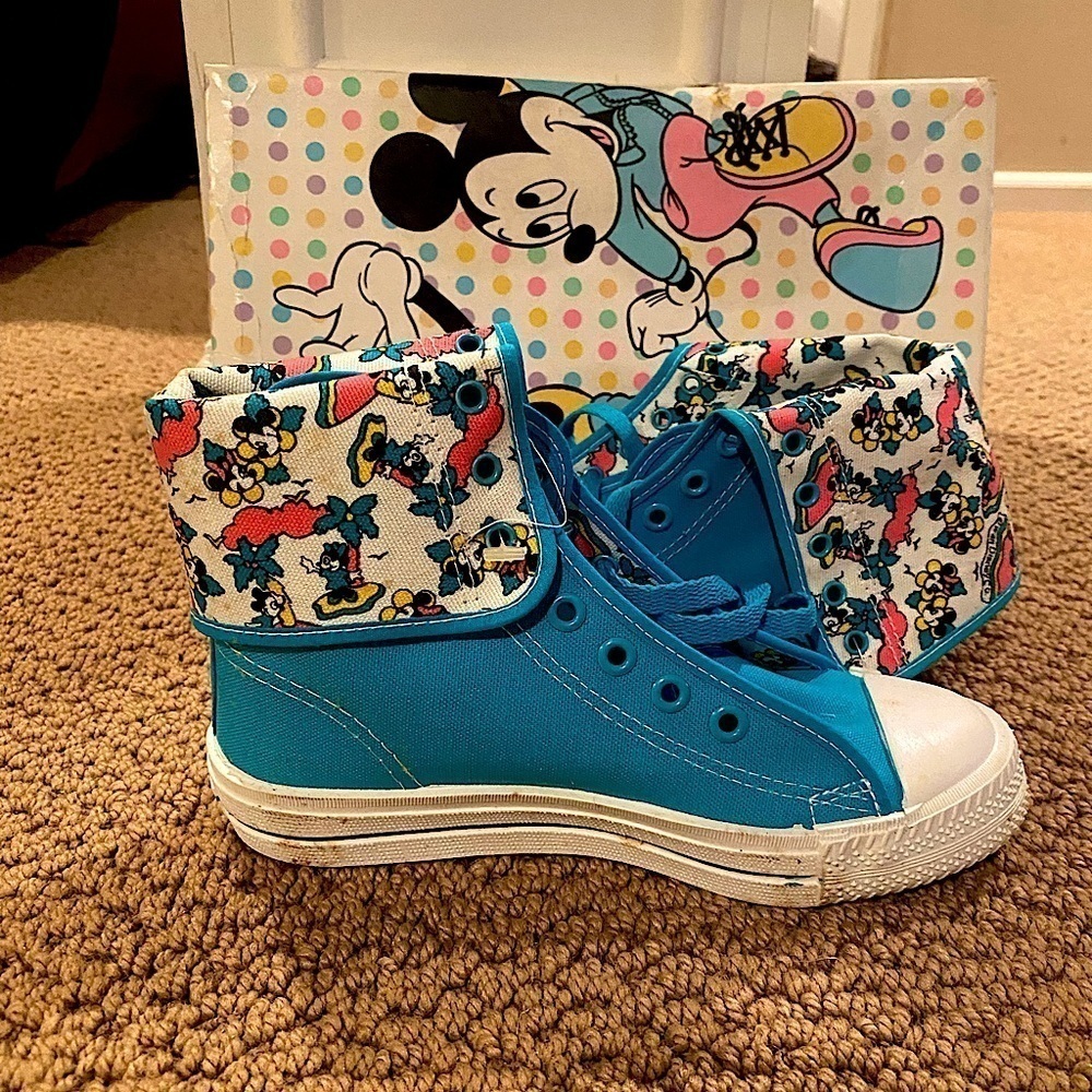 Vintage Mickey & Minnie Mouse X Laced Floral Converse Shoes